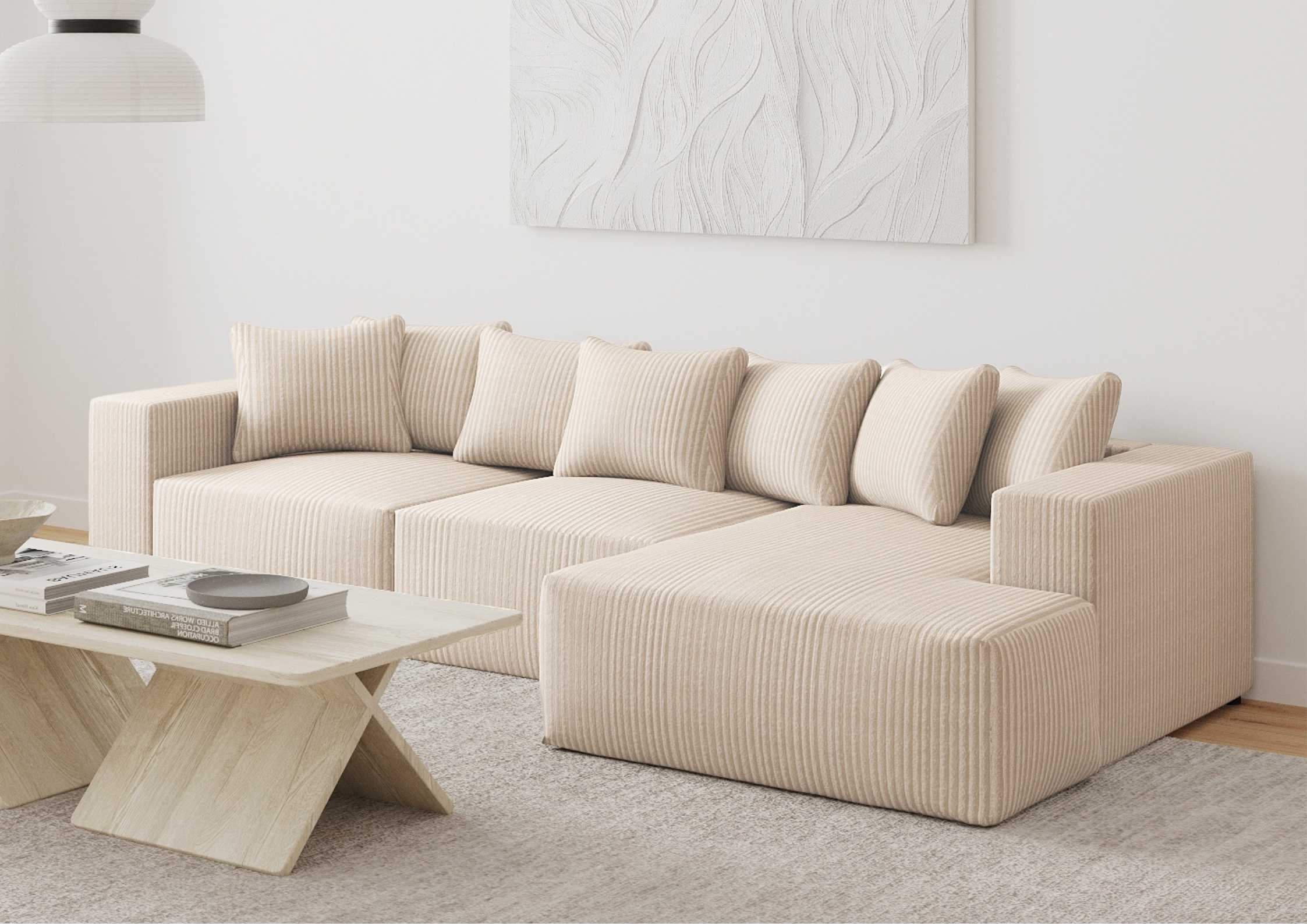 Narożnik loft rozkładany z funkcją spania kolor beżowy